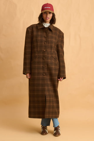 karavan clothing fashion fall winter 25 homecoming collection lupe coat checked brown