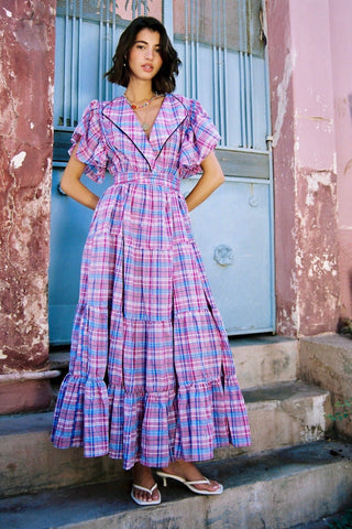 karavan clothing fashion spring summer 26 nai special issue collection anged dress purple checked