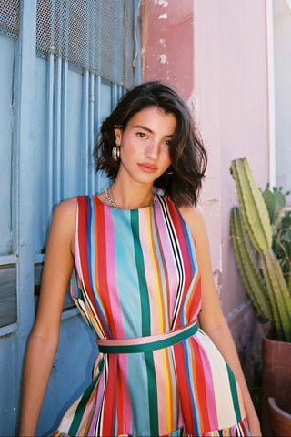 karavan clothing fashion spring summer 26 nai special issue collection olivia dress multicolor stripes