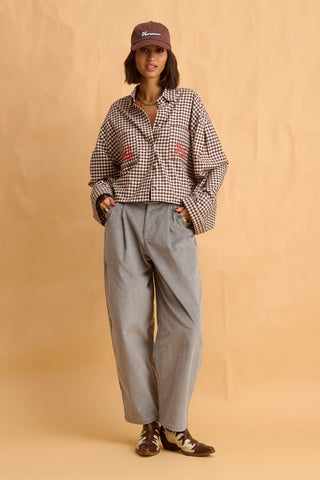 karavan clothing fashion fall winter 25 homecoming collection gaia shirt brown checked