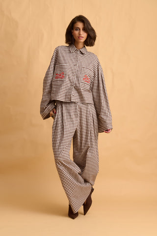 karavan clothing fashion fall winter 25 homecoming collection gaia shirt brown checked