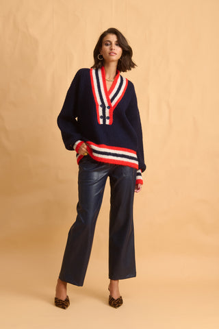 karavan clothing fashion fall winter 25 homecoming collection gianna pullover blue red