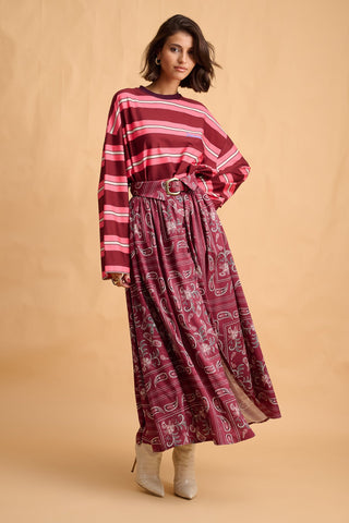 karavan clothing fashion fall winter 25 homecoming collection wesley skirt paisley bordeaux