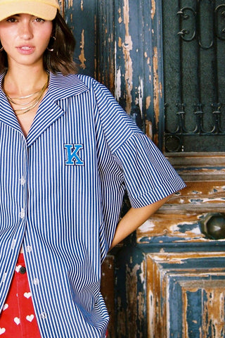 karavan clothing fashion spring summer 26 nai special issue collection zinnia shirt dark blue stripes
