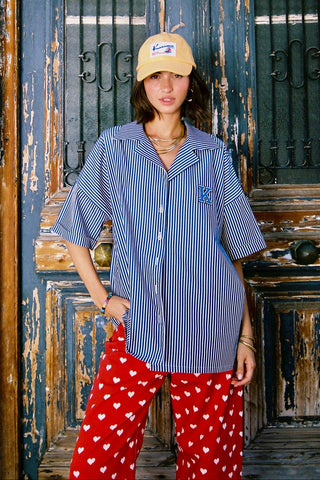 karavan clothing fashion spring summer 26 nai special issue collection zinnia shirt dark blue stripes