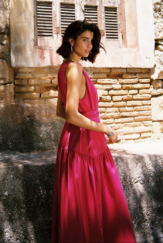 karavan clothing fashion spring summer 26 nai special issue collection olive dress fuchsia satin