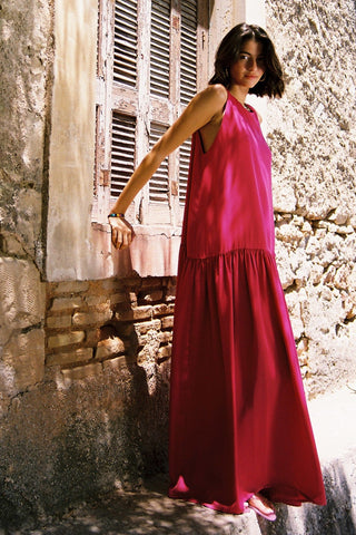 karavan clothing fashion spring summer 26 nai special issue collection olive dress fuchsia satin