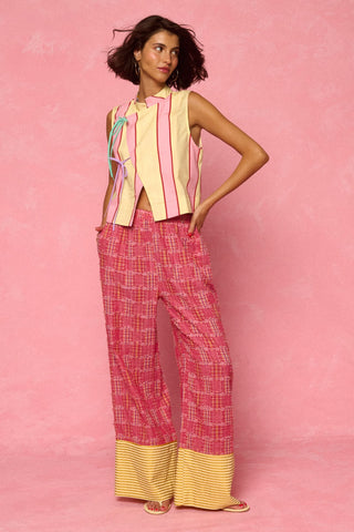 karavan clothing fashion spring summer 26 nai weekendwear collection hana trousers checked red