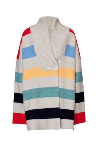 karavan clothing fashion fall winter 25 homecoming collection helga knitted cardigan multicolor stripes