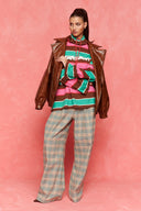 brooklyn sweatshirt karavan fall winter 26' collection pink brown stripes