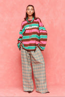 brooklyn sweatshirt karavan fall winter 26' collection pink brown stripes