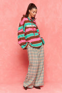 brooklyn sweatshirt karavan fall winter 26' collection pink brown stripes