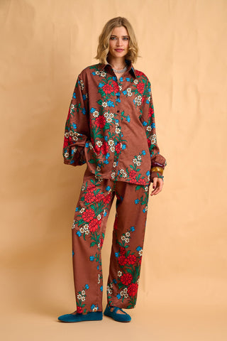 karavan clothing fashion fall winter 25 homecoming collection effie trousers brown red floral