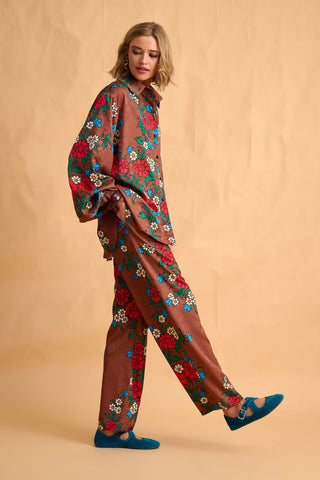 karavan clothing fashion fall winter 25 homecoming collection effie trousers brown red floral