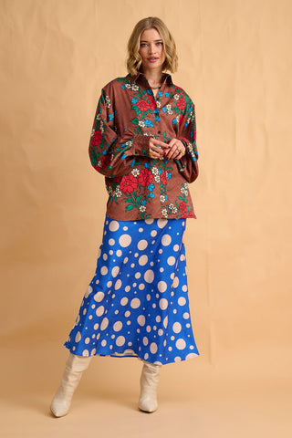 karavan clothing fashion fall winter 25 homecoming collection holly shirt brown red carnation