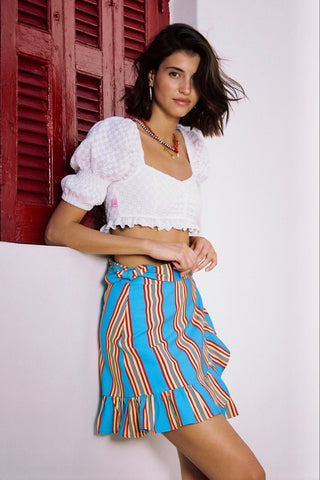 karavan clothing fashion spring summer 26 nai special issue collection minnie mini skirt turquoise yellow stripes