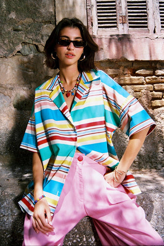 karavan clothing fashion spring summer 26 nai special issue collection zinnia shirt multicolor lines