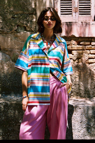 karavan clothing fashion spring summer 26 nai special issue collection zinnia shirt multicolor lines