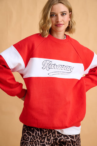 karavan clothing fashion fall winter 25 homecoming collection gail sweatshirt red