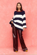karavan fall winter 26' collection adeline knitted pullover blue ivory