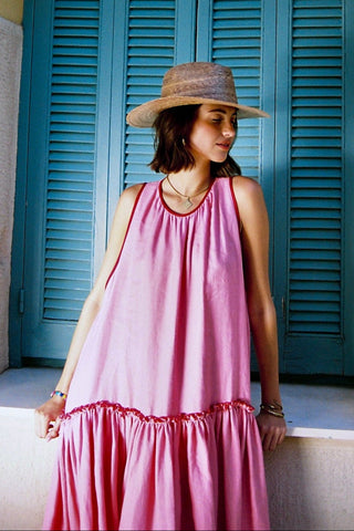 karavan clothing fashion spring summer 26 nai special issue collection iokasti dress pink