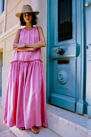 karavan clothing fashion spring summer 26 nai special issue collection iokasti dress pink