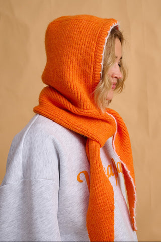karavan clothing fashion fall winter 25 homecoming collection wanda balaclava scarf orange