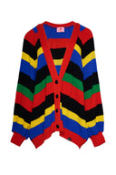 karavan fall winter 26' collection janice knitted cardigan black yellow red lines