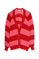 karavan fall winter 26' collection janice knitted cardigan pink red lines