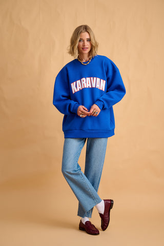 karavan clothing fashion fall winter 25 homecoming collection jasmine sweatshirt blue