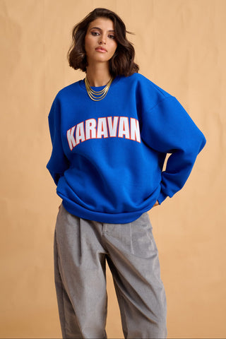 karavan clothing fashion fall winter 25 homecoming collection jasmine sweatshirt blue
