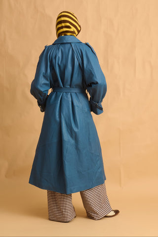 karavan clothing fashion fall winter 25 homecoming collection marlon coat leather blue