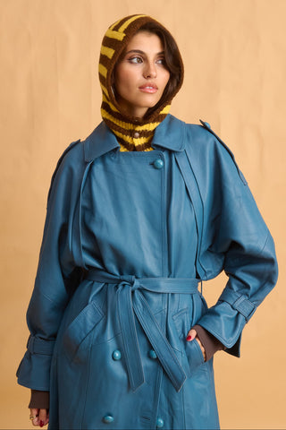 karavan clothing fashion fall winter 25 homecoming collection veronika balaclava yellow brown stripes