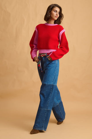 karavan clothing fashion fall winter 25 homecoming collection jenna knitted crop top red pink