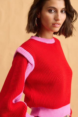 karavan clothing fashion fall winter 25 homecoming collection jenna knitted crop top red pink