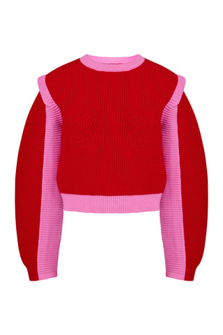 karavan clothing fashion fall winter 25 homecoming collection jenna knitted crop top red pink
