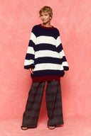 karavan fall winter 26' collection adeline knitted pullover blue ivory