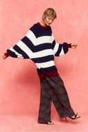 karavan fall winter 26' collection adeline knitted pullover blue ivory