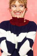 karavan fall winter 26' collection adeline knitted pullover blue ivory