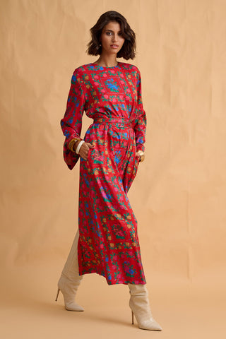 karavan clothing fashion fall winter 25 homecoming collection jolene dress pixel floral red