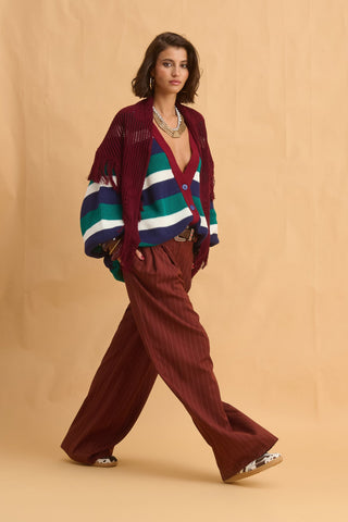karavan clothing fashion fall winter 25 homecoming collection kaida trousers brown white stripes