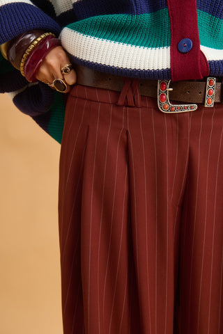 karavan clothing fashion fall winter 25 homecoming collection kaida trousers brown white stripes