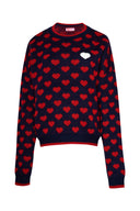 karavan fall winter 26' collection kalia knitted pullover navy blue red hearts