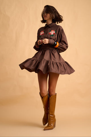 karavan clothing fashion fall winter 25 homecoming collection kesha mini dress brown