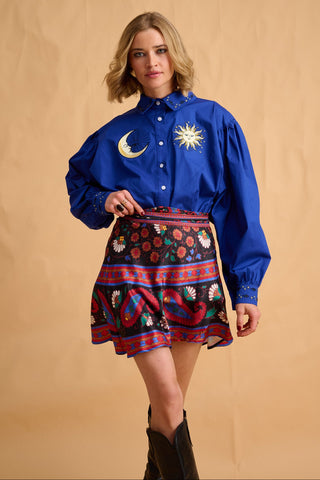 karavan clothing fashion fall winter 25 homecoming collection florinda mini skirt indigo black