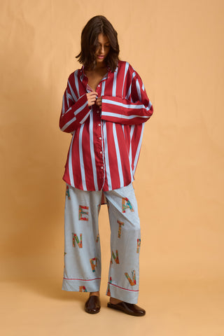 karavan clothing fashion fall winter 25 homecoming homeware collection burgundy stripes shirt