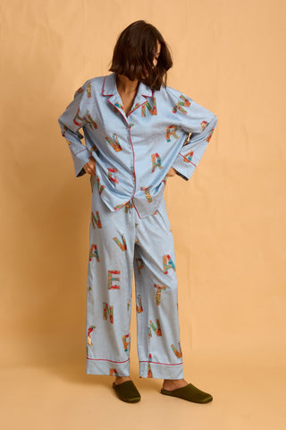 karavan clothing fashion fall winter 25 homecoming homeware collection light blue letters pants