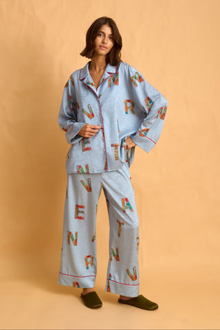 karavan clothing fashion fall winter 25 homecoming homeware collection light blue letters pants