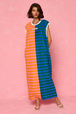 karavan clothing fashion spring summer 26 nai weekendwear collection linda dress orange pink blue red lines