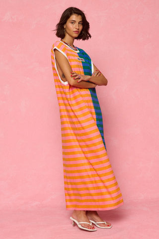 karavan clothing fashion spring summer 26 nai weekendwear collection linda dress orange pink blue red lines
